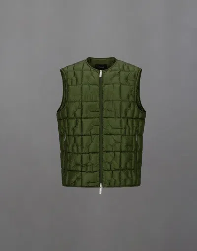 Herno Laminar Vest In Quilted Ripstop In Green