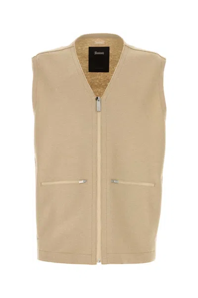 Herno Laminar Virgin Wool Vest In Beige
