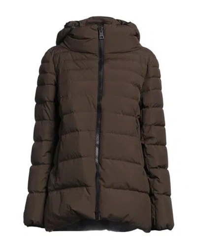 Herno Laminar Woman Puffer Dark Brown Size 12 Polyester, Ptfe - Polytetrafluoroethylene In Brown