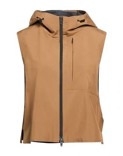 Herno Laminar Woman Vest Brown Size 6 Gore-tex In Neutral