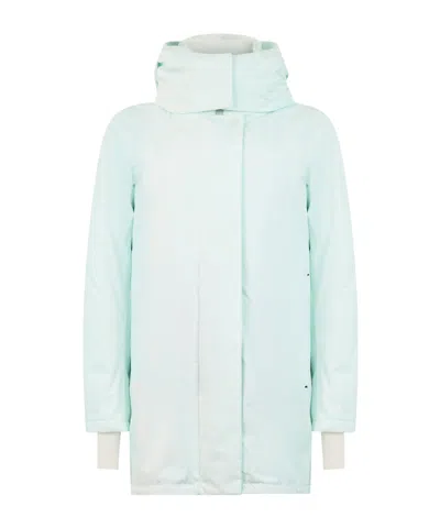 Herno Laminar Zip-up High Neck Coat In Blue