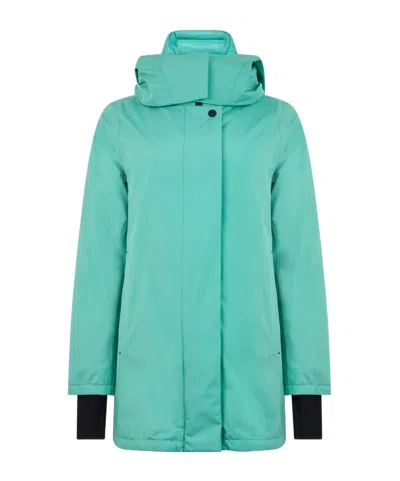 Herno Laminar Zip-up High Neck Coat In Green