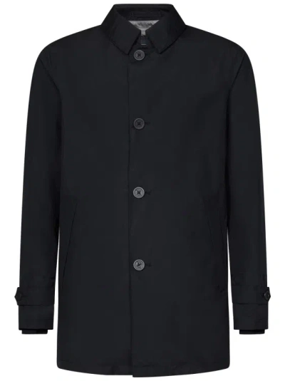 Herno Laminated Fabric Raincoat In Black