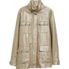 Herno Laminated Linen Field Jacket In 8150 Khaki/gold