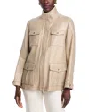 Herno Coated Linen Jacket In Khaki/gold