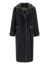 Herno Coat In Melange Alternative Mink Fur In Black