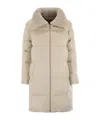 Herno Long Jacket In Cashmere And Silk In Neutral