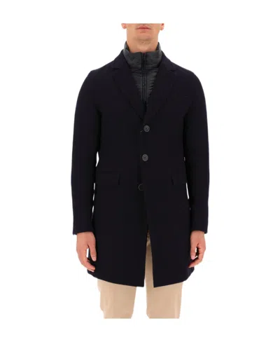 Herno Lapel Long-sleeved Coat In Black