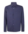 Herno Long Sleeve Collared Shirt Jacket With Pocket In Blue