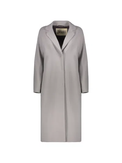 Herno Lapel-collar Button-up Coat In Gray