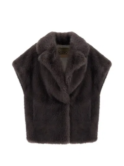 Herno Lapel-collar Faux-fur Vest In Gray
