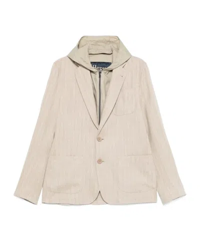 Herno Layered-design Blazer In Light Beige