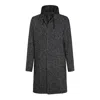 Herno Men's Black Bouclã© Coat With Hood In Grigio/nero