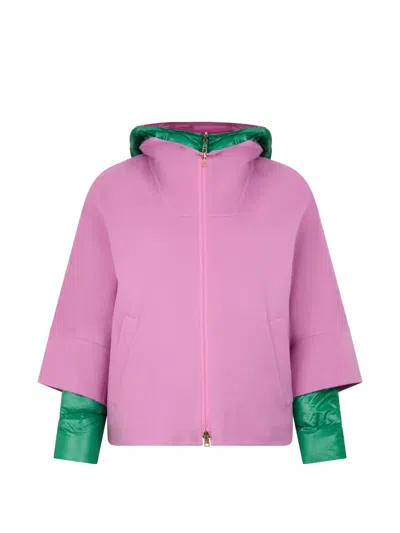 Herno Layered Hooded Jacket In Purple