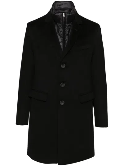 Herno Layered Single-breasted Coat In Black