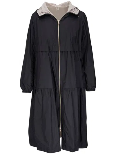 Herno Layered Straight Hem Hooded Parka In Black