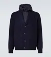 Herno Layered Wool And Technical Cardigan In Blue