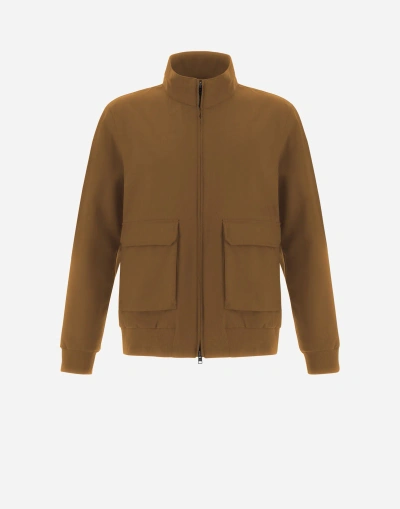 Herno Layers Wool Storm Bomber Jacket In Burnt