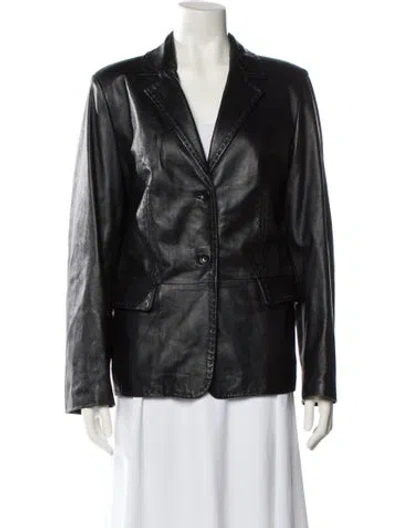 Pre-owned Herno Leather Blazer In Black