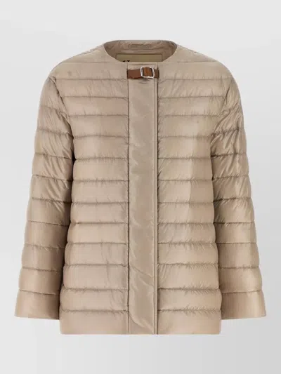 Herno Leather Buckle Strap Quilted Down Jacket In Multi