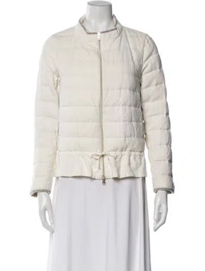 Pre-owned Herno Leather Down Jacket In Neutral