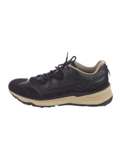 Pre-owned Herno Leather Printed Sneakers In Blue