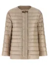 Herno Leather Buckle Strap Quilted Down Jacket In Neutral
