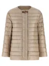 Herno Leather Strap Down Jacket In Neutral