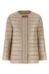 Herno Leather Strap Down Jacket In Brown