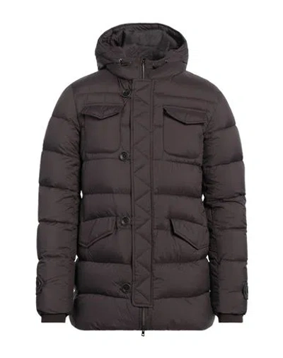 HERNO HERNO LEGEND MAN PUFFER DARK BROWN SIZE 42 POLYAMIDE, POLYURETHANE COATED, ELASTANE