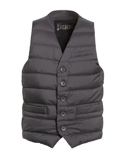 Herno Legend Man Vest Charcoal Size 38 Polyamide, Polyurethane, Acetate, Polyester In Black