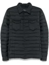 Herno Quilted Blue Coat With Button-up Front In Blue