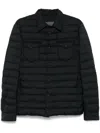 Herno Quilted Blue Coat With Button-up Front In Black