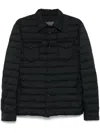 Herno Quilted Blue Coat With Button-up Front In Black