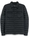 Herno Quilted Blue Coat With Button-up Front In Blue