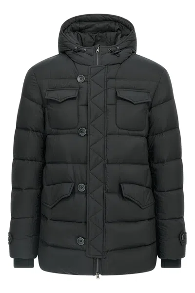 Herno Matte-finish Quilted Padded Jacket With Adjustable Cuffs In Gray