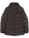 Herno Long-sleeved Hooded Down Jacket In Brown