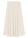 Herno Pleated Stretch Nylon Midi Skirt In Beige