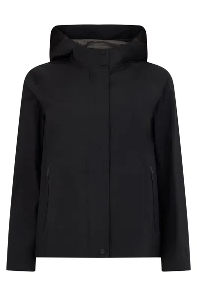 Herno Light Black Jacket With Hood In Minimalist Design