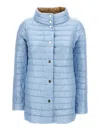 Herno Light Blue And Brown Down Jacket With Branded Buttons In Polyamide Woman In Blue