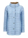 Herno Light Blue And Brown Down Jacket With Branded Buttons In Polyamide Woman