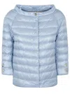Herno Quilted Button Lightweight Padded Shiny Jacket In Blue