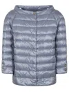 Herno Quilted Three-quarter Sleeve Jacket In Blue