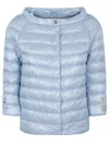 Herno Quilted Button Lightweight Padded Shiny Jacket In Blue