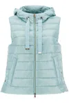 Herno Light Blue Quilted Nylon Gilet With Hood In Blue