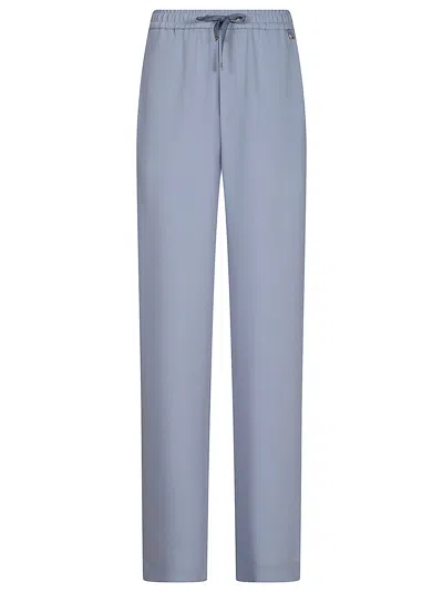Herno Light Blue Trousers With Grosgrain Drawstring And Side Pockets In Multi