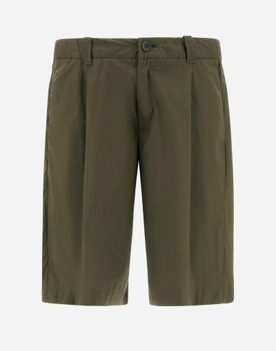 Herno Light Cotton Stretch And Ultralight Crease Trousers In Light Military