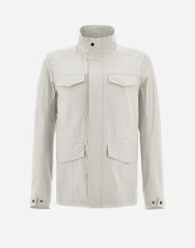 Herno Field Jacket In Light Cotton Stretch In Grey Pearl