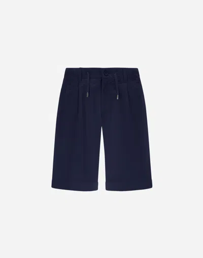 Herno Light Cotton Stretch Shorts In Blu Navy