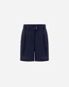 Herno Light Cotton Stretch Shorts In Blu Navy